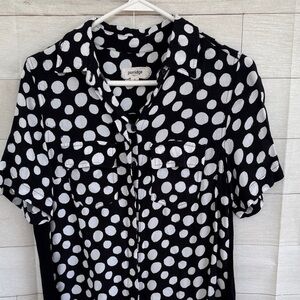 Anthropologie Porridge Black and White Polka Dot Blouse size Small